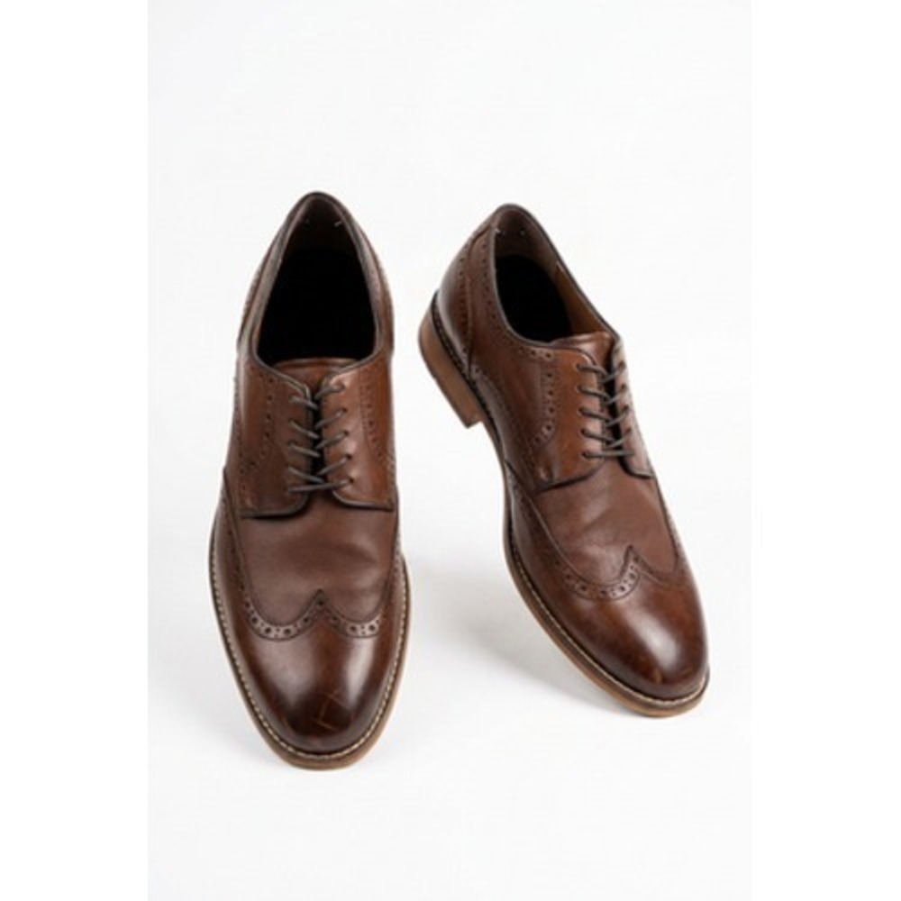 La Milano Keith Dress Shoes Men 13M Brown Leather Wingtip Derby Memory Foam